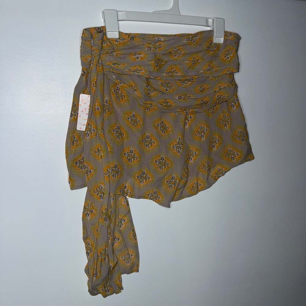 Free People Draped Tie-Sash Printed Shorts Size 8 NWT